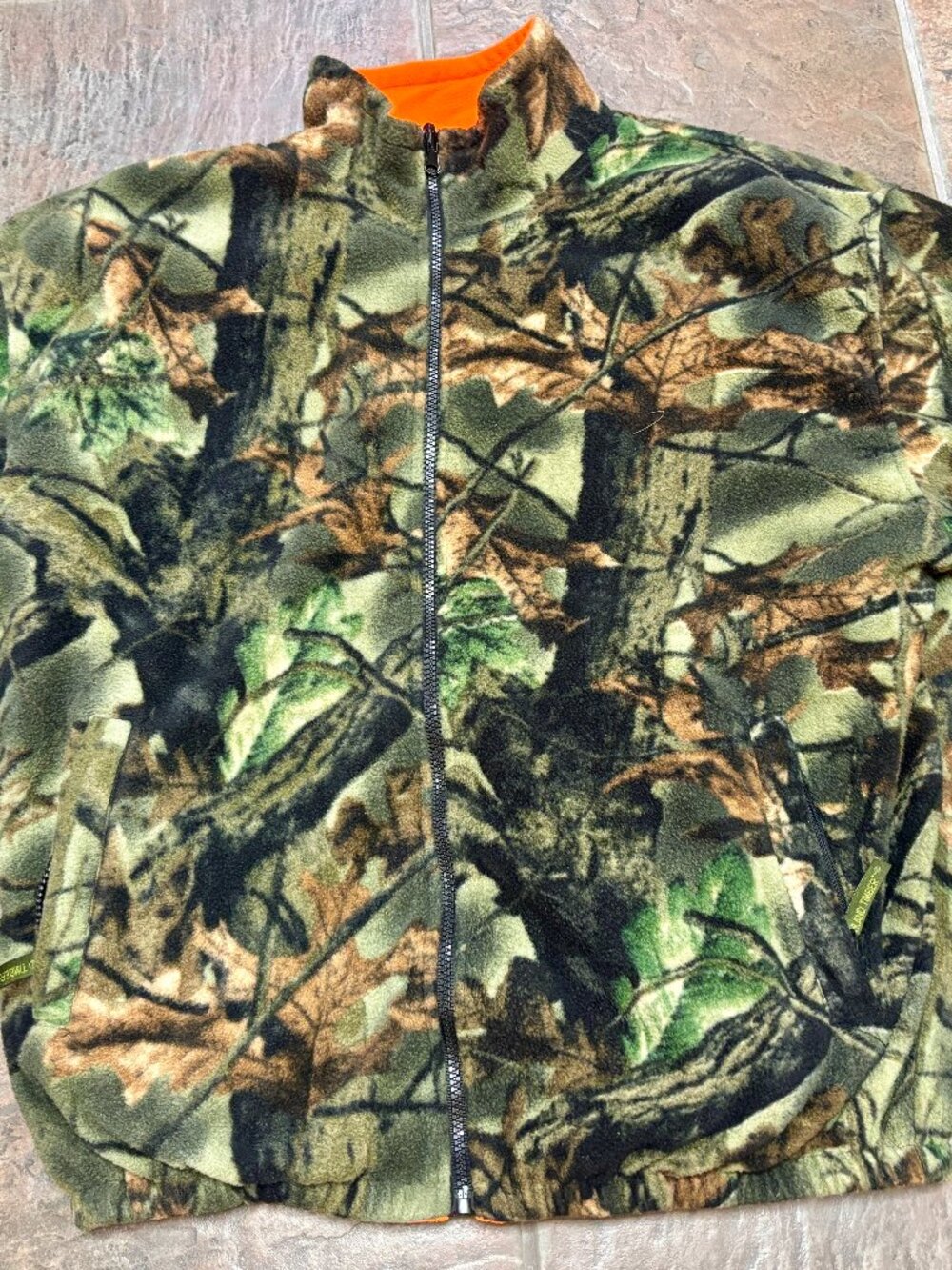 ~~Trail Crest Reversible Jacket Men's XL Green Camo Orange Full Zip Fleece